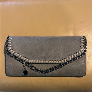 Stella McCartney New 
Gray Suede Clutch with Chain Detail